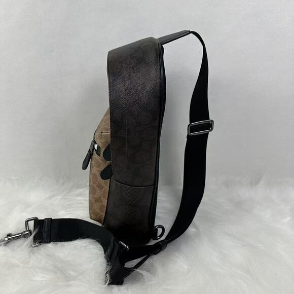 COACH Men's West Pack In Blocked Signature Canvas Walnut / Tan CAB60 NWT - Picture 3 of 10